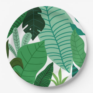 Bunch of Tropical Leaves Garden Theme Party Paper Plate