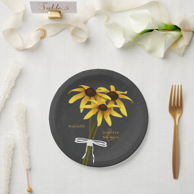 bunch of wildflowers Black Eyed Susan wedding Paper Plate (Wedding)
