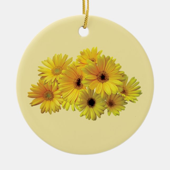 Bunch Of Yellow Daisies Ceramic Ornament (Front)