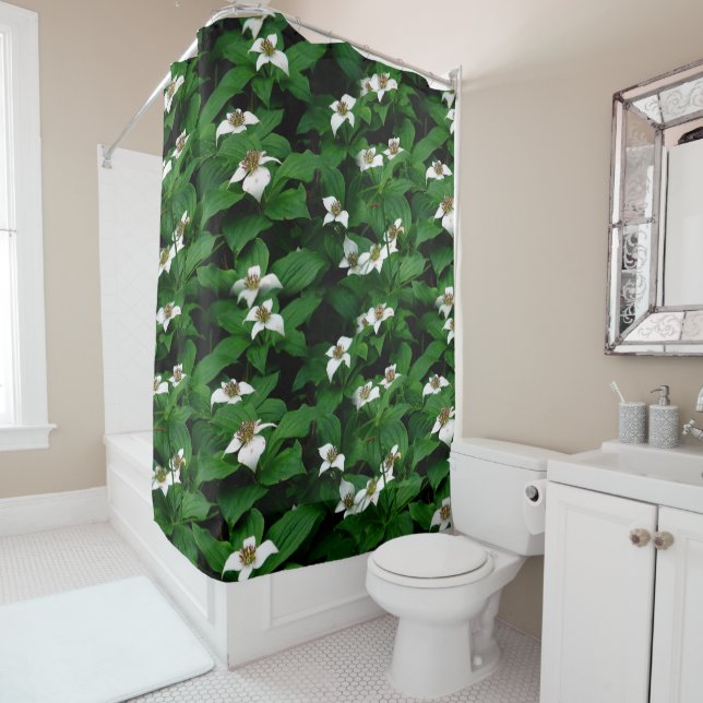 Bunchberry Wildflower Shower Curtain (In Situ)