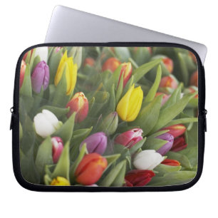 Bunches of colourful tulips laptop sleeve