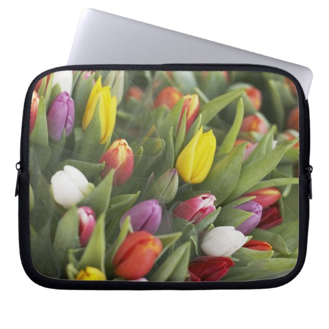 Bunches of colourful tulips laptop sleeve (Front)