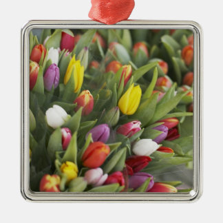 Bunches of colourful tulips metal ornament