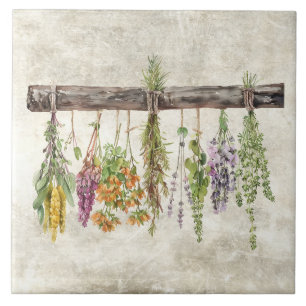 Bunches of Dried Rustic Wildflowers  Ceramic Tile