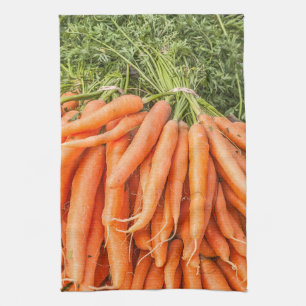 Bunches of Fresh Carrots Tea Towel
