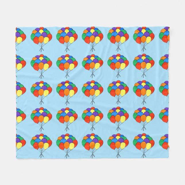 Bunches of Rainbow Coloured Balloons Fleece Blanket (Front (Horizontal))