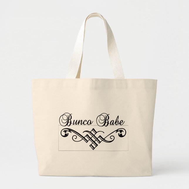 bunco babe with black lettering large tote bag (Front)