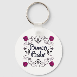 Bunco Babe with Swirls Button Key Ring