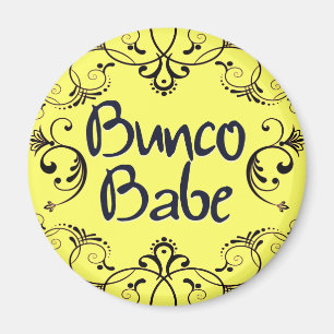 Bunco Babe with Swirls Button Magnet