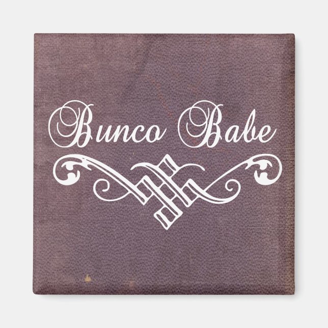 bunco babe with white lettering and purple leather magnet (Front)