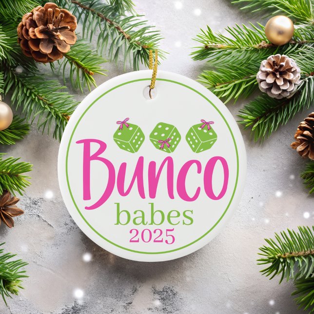 Bunco Babes Christmas Preppy Coquette Custom Gift Ceramic Ornament (Creator Uploaded)