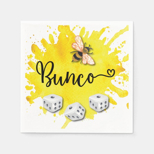 Bunco Bee Dice Party Napkin (Front)