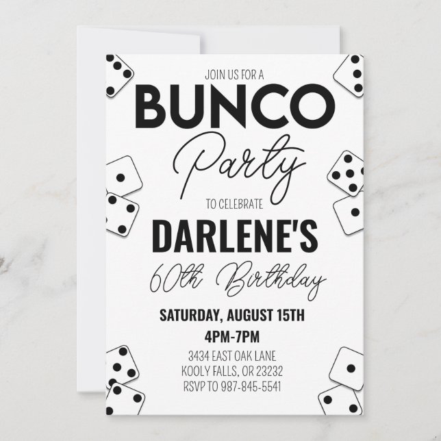 Bunco Birthday Invitation Modern Simple (Front)