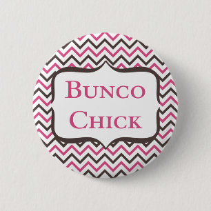 Bunco Chick With Chevron Design 6 Cm Round Badge