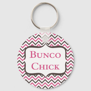 Bunco Chick With Chevron Design Key Ring
