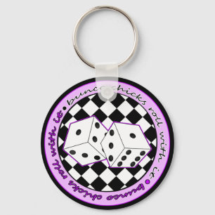 Bunco Chicks Roll With It - Purple Key Ring
