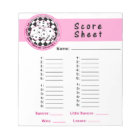 Bunco Chicks Roll with it Score Card Notepad Pink
