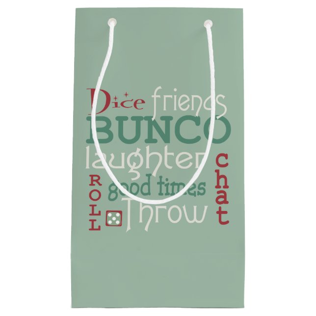 Bunco Christmas Holiday Gift Exchange Small Gift Bag (Front)