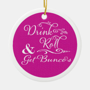 Bunco Christmas Modern Pink White Ceramic Ornament
