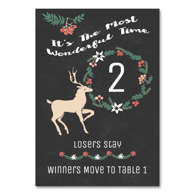 Bunco Christmas Reindeer - Table Two Table Number (Front)