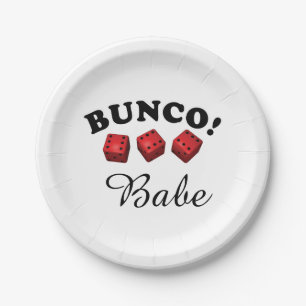 Bunco Dice and Babe Paper Plate