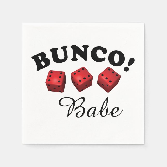 Bunco Dice and Babe Text Napkin (Front)