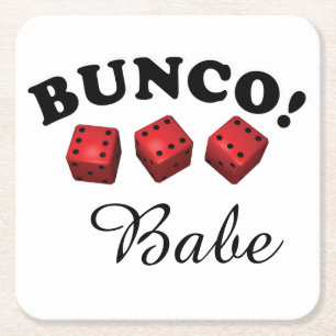 Bunco Dice Sixes Bunco Babe Square Paper Coaster