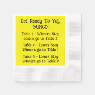 Bunco Directions Napkin in Yellow