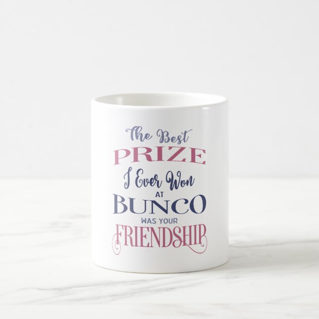 Bunco Friendship Typography Pink Purple Coffee Mug (Center)