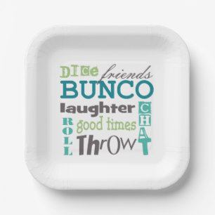 Bunco Fun Typography Words Paper Plate