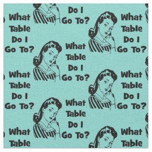 Bunco Funny Blue Retro What Table Do I Go To? Fabric