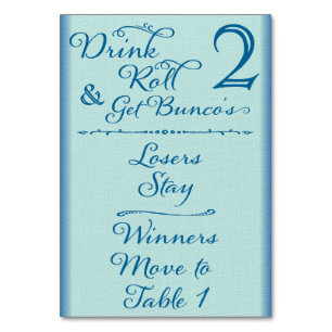 Bunco Funny Drink & Roll  Table Card #2 of 4
