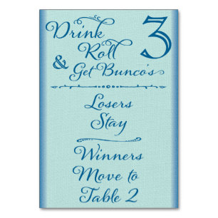 Bunco Funny Drink & Roll  Table Card #3 of 4