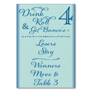 Bunco Funny Drink & Roll  Table Card #4 of 4