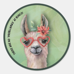 Bunco Funny Quote Lllama Classic Round Sticker