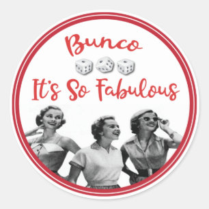 Bunco Funny Retro Lady Players Classic Round Sticker