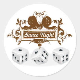 bunco game design classic round sticker