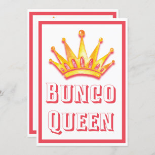 Bunco Game Night Queen Crown Watercolor Invitation