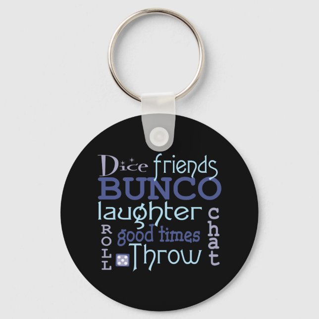 Bunco Good Times Dice Friends Modern Blue & Purple Key Ring (Front)