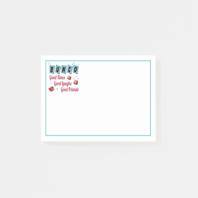 Bunco Good Times Good Friends Retro Dice Post-it Notes (Front)