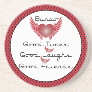 Bunco - Good Times, Laughs, Friends - Retro Heart Coaster