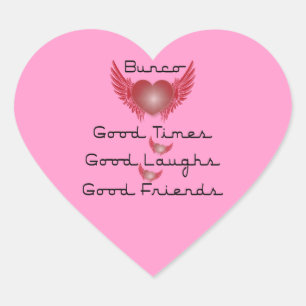 Bunco - Good Times, Laughs, Friends - Retro Heart Heart Sticker