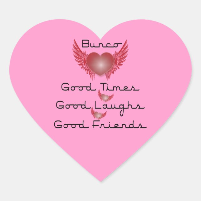 Bunco - Good Times, Laughs, Friends - Retro Heart Sticker (Front)