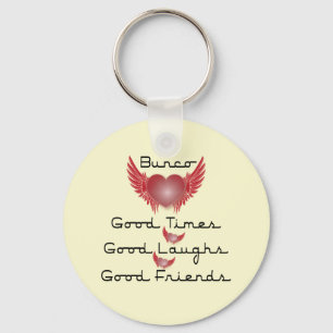 bunco good times with heart and wings key ring