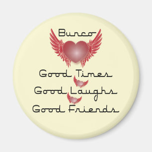 bunco good times with heart and wings magnet