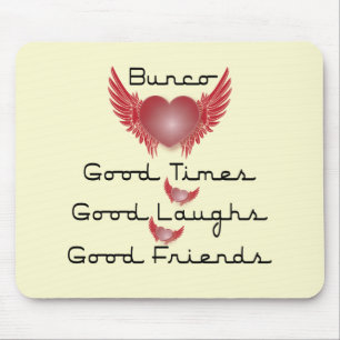 bunco good times with heart and wings mouse pad
