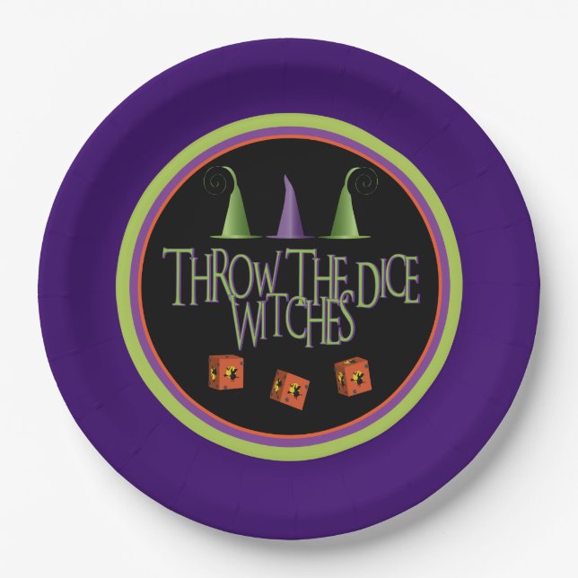 Bunco Halloween October Funny Dice Paper Plate (Front)