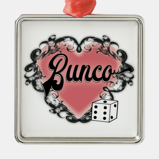 bunco heart tattoo metal ornament (Front)