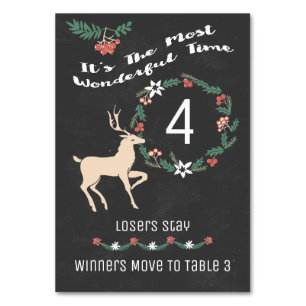 Bunco Holiday Christmas Table Four Table Number