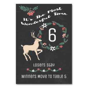 Bunco Holiday Christmas Table Six Table Number